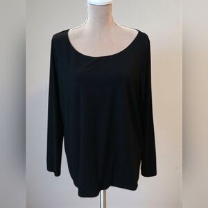 Talbots Petite Black Stretch Modest Womans Long Sleeve Black Tshirt 2x Layering